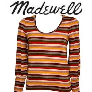 Madewell Striped Puff-Sleeve Scoopneck
Top Primrose Pink NWT